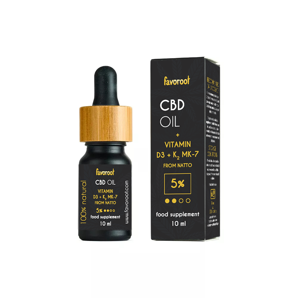Favoroot 5% cbd oil + vitamin d3 +k2mk-7